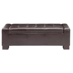 Kirkland's Home Hudson Tufted Faux Leather Storage Bench- Benches & Ottomans