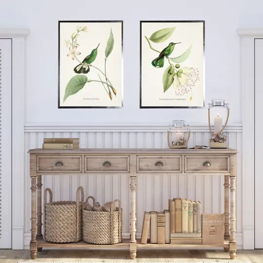 Kirkland's Home Hummingbirds On Flowers 2-Pc. Framed Art Print Set- Framed Art