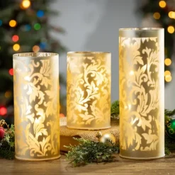 Kirkland's Home Hurricane Glass Luminaries, Set Of 3- Candle Holders
