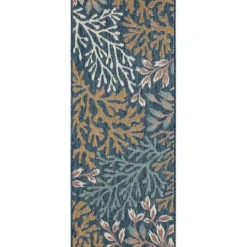 Kirkland's Home Ikat Coral Sea Blue Outdoor Area Rug, 5X7- Outdoor Rugs