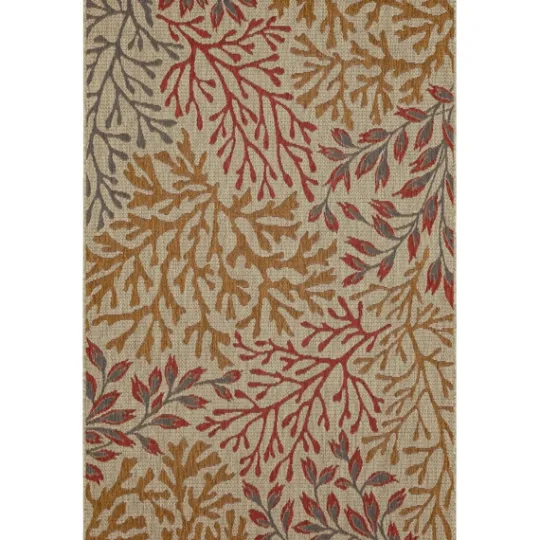 Kirkland's Home Ikat Coral Sunset Outdoor Area Rug, 5X7- Outdoor Rugs