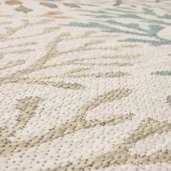 Kirkland's Home Ikat Coral White Sand Outdoor Area Rug, 5X7- Outdoor Rugs