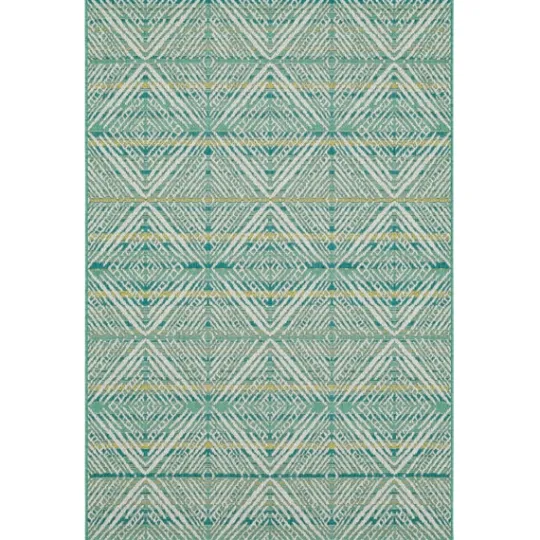 Kirkland's Home Ikat Diamond Green Outdoor Area Rug, 5X7- Outdoor Rugs