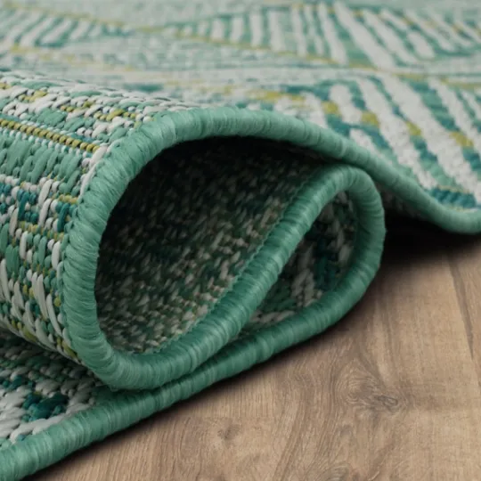 Kirkland's Home Ikat Diamond Green Outdoor Area Rug, 5X7- Outdoor Rugs