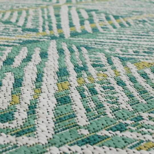 Kirkland's Home Ikat Diamond Green Outdoor Area Rug, 5X7- Outdoor Rugs