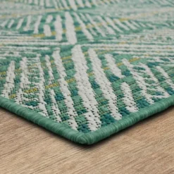 Kirkland's Home Ikat Diamond Green Outdoor Area Rug, 5X7- Outdoor Rugs