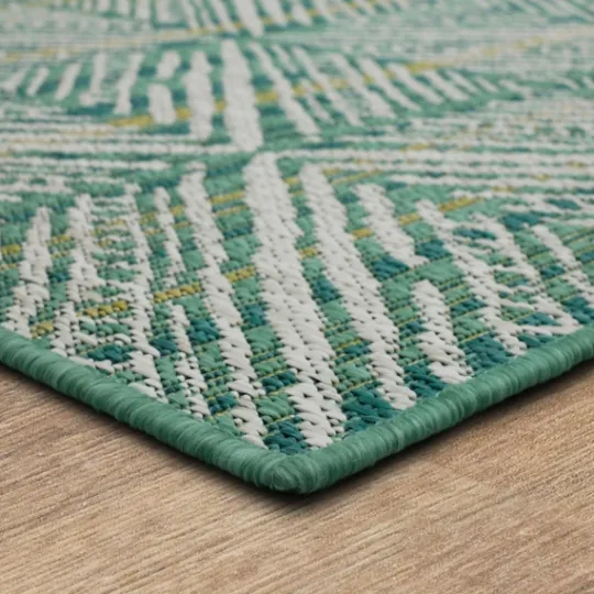 Kirkland's Home Ikat Diamond Green Outdoor Area Rug, 5X7- Outdoor Rugs
