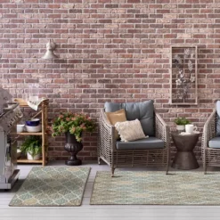 Kirkland's Home Ikat Scrolling Brown Outdoor Area Rug, 5X7- Outdoor Rugs