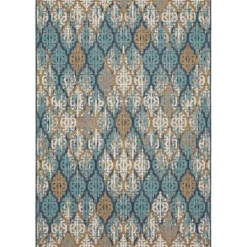 Kirkland's Home Ikat Scrolling Indigo Outdoor Area Rug, 5X7- Outdoor Rugs