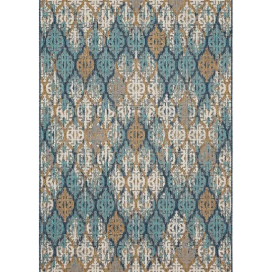 Kirkland's Home Ikat Scrolling Indigo Outdoor Area Rug, 5X7- Outdoor Rugs