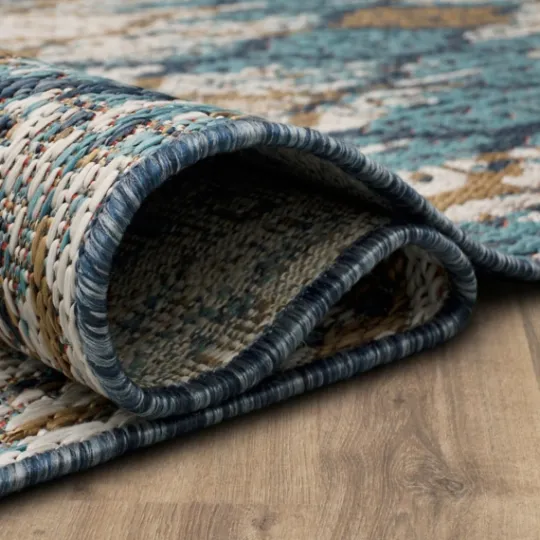 Kirkland's Home Ikat Scrolling Indigo Outdoor Area Rug, 5X7- Outdoor Rugs