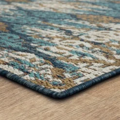 Kirkland's Home Ikat Scrolling Indigo Outdoor Area Rug, 5X7- Outdoor Rugs
