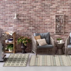 Kirkland's Home Ikat Vibrant Tan Outdoor Area Rug, 5X7- Outdoor Rugs