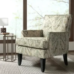 Kirkland's Home Indigo And Yellow Floral Upholstered Accent Chair- Accent Chairs