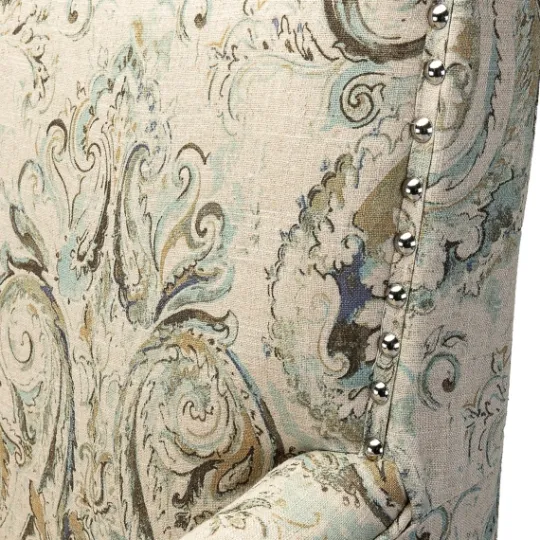 Kirkland's Home Indigo And Yellow Floral Upholstered Accent Chair- Accent Chairs