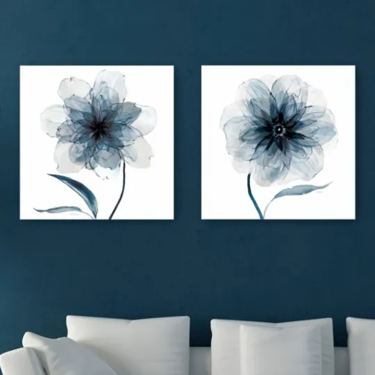 Kirkland's Home Indigo Bloom Canvas Art Prints, Set Of 2- Canvas Art