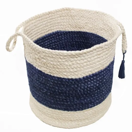 Kirkland's Home Indigo Bold Striped Jute Basket, 19 In.- Baskets & Boxes