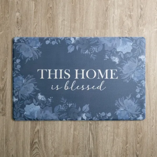 Kirkland's Home Indigo Floral Blessed Kitchen Mat- Kitchen & Floor Mats