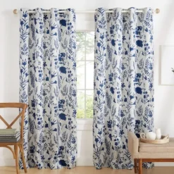 Kirkland's Home Indigo Floral 2-Pc. Curtain Panel Set, 84 In.- Curtains & Drapes