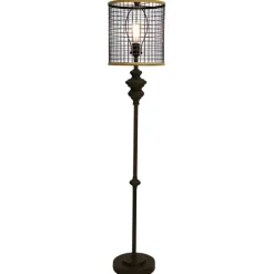 Kirkland's Home Industrial Edison Bulb Metal Mesh Shade Floor Lamp- Floor Lamps