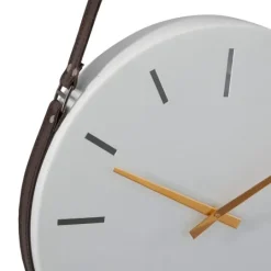 Kirkland's Home Industrial Leather Strap Hanging Wall Clock- Clocks
