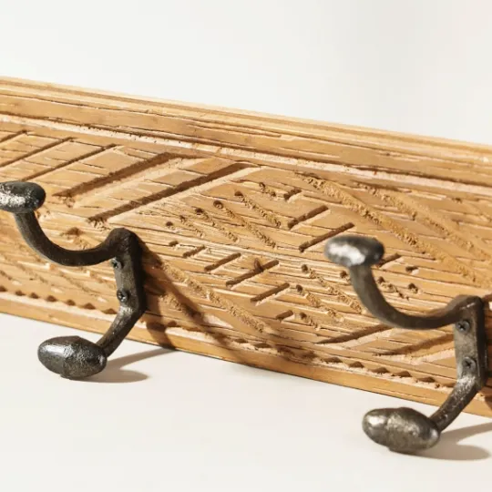 Kirkland's Home Intricate Carved Diamond Wood Wall Hooks- Hooks