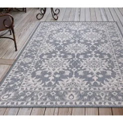 Kirkland's Home Irene Blue Daffodil Outdoor Area Rug, 7X9- Outdoor Rugs