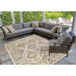 Kirkland's Home Irene Yellow Daffodil Outdoor Area Rug, 6X9- Outdoor Rugs