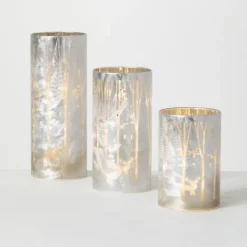 Kirkland's Home Iridescent Reindeer Led Pillar Holders, Set Of 3- Candle Holders