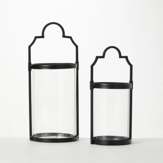 Kirkland's Home Iron And Glass Svelte Lanterns, Set Of 2- Lanterns