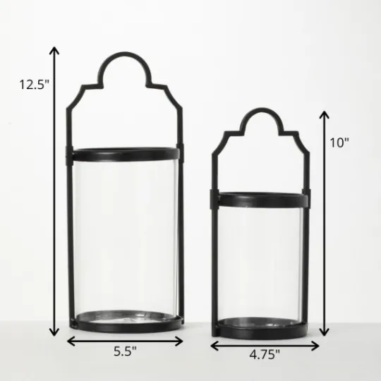 Kirkland's Home Iron And Glass Svelte Lanterns, Set Of 2- Lanterns