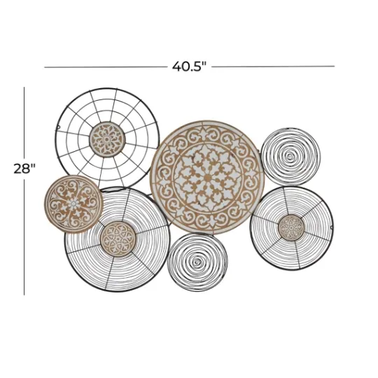 Kirkland's Home Iron And Wood Layered Plates Wall Plaque- Wall Plaques