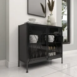 Kirkland's Home Iron X-Panel Cabinet- Cabinets & Sideboards