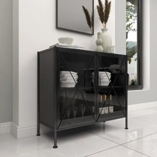 Kirkland's Home Iron X-Panel Cabinet- Cabinets & Sideboards