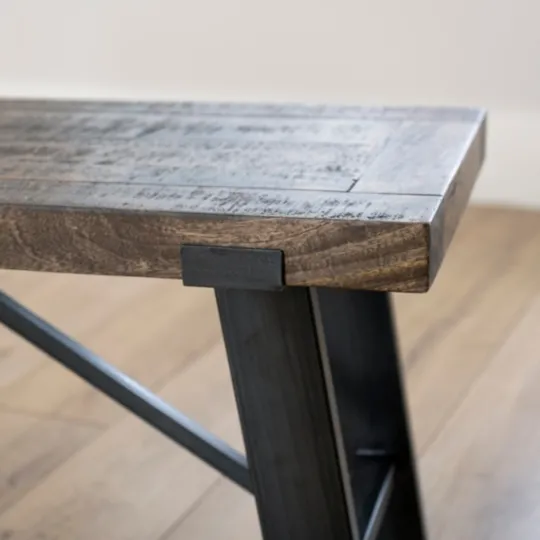 Kirkland's Home Ivan Wood And Metal Dining Bench- Dining Chairs