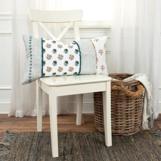 Kirkland's Home Ivory & Multicolor Botanical Lumbar Pillow- Pillows
