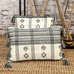 Kirkland's Home Ivory And Black Boho Stripes Lumbar Pillow- Pillows