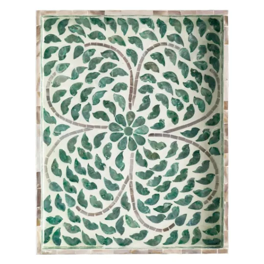 Kirkland's Home Ivory And Clover Mosaic Capiz Shell Tray, 15 In.- Decorative Trays