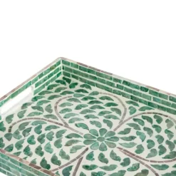 Kirkland's Home Ivory And Clover Mosaic Capiz Shell Tray, 15 In.- Decorative Trays