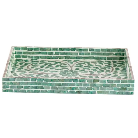 Kirkland's Home Ivory And Clover Mosaic Capiz Shell Tray, 15 In.- Decorative Trays