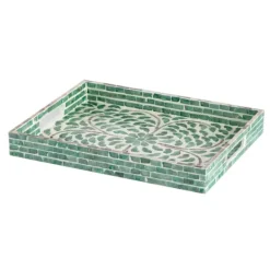 Kirkland's Home Ivory And Clover Mosaic Capiz Shell Tray, 17 In.- Decorative Trays