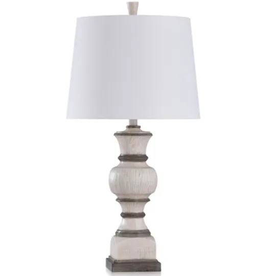 Kirkland's Home Ivory And Gray Wood Grain Table Lamp- Table Lamps