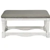 Kirkland's Home Ivory And Gray Wooden Upholstered Bench- Benches & Ottomans