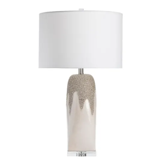 Kirkland's Home Ivory Ceramic Textured Base Table Lamp- Table Lamps