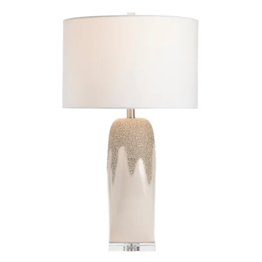 Kirkland's Home Ivory Ceramic Textured Base Table Lamp- Table Lamps