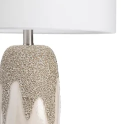 Kirkland's Home Ivory Ceramic Textured Base Table Lamp- Table Lamps