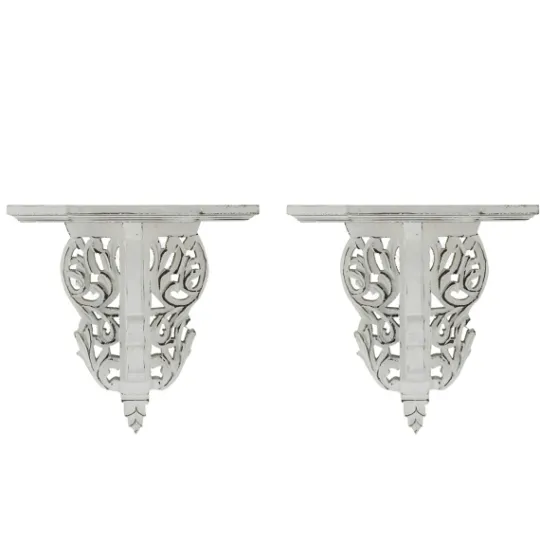 Kirkland's Home Ivory Distressed Carved 2-Pc. Wall Shelf Set- Shelves