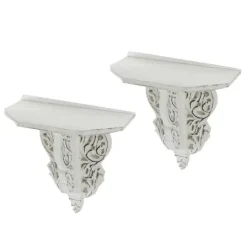 Kirkland's Home Ivory Distressed Carved 2-Pc. Wall Shelf Set- Shelves