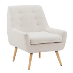 Kirkland's Home Ivory Faux Sherpa Tufted Accent Chair- Accent Chairs