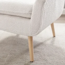 Kirkland's Home Ivory Faux Sherpa Tufted Accent Chair- Accent Chairs